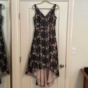 Calvin Klein - High Low Floral Black Dress